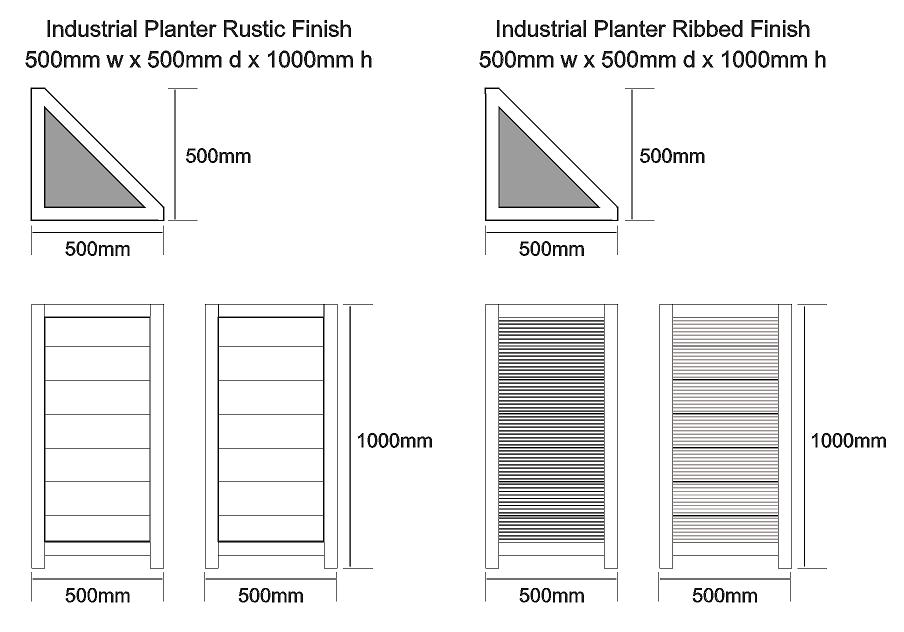 Industrial Planters Dimensions