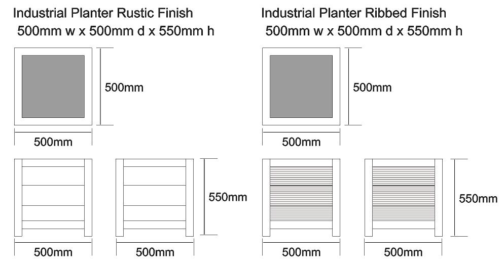 Industrial Planters Dimensions