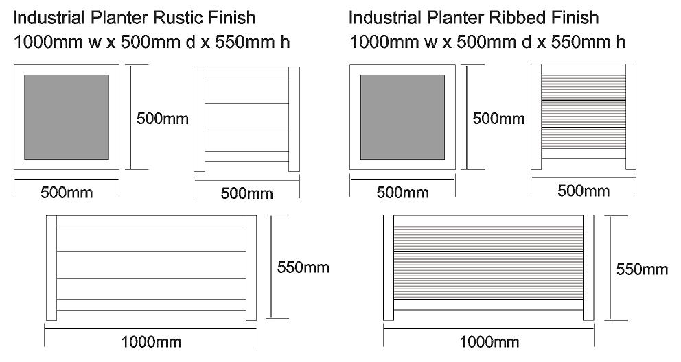 Industrial Planters Dimensions