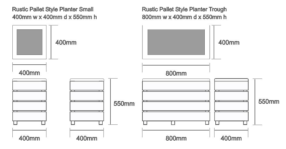 Industrial Planters Dimensions