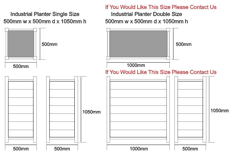 Industrial Planters Dimensions