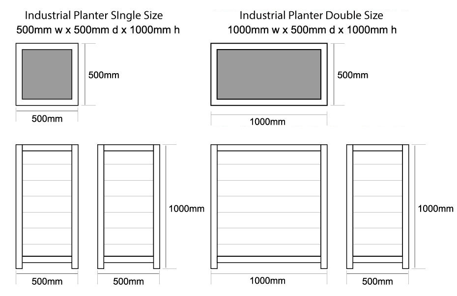 Industrial Planters Dimensions