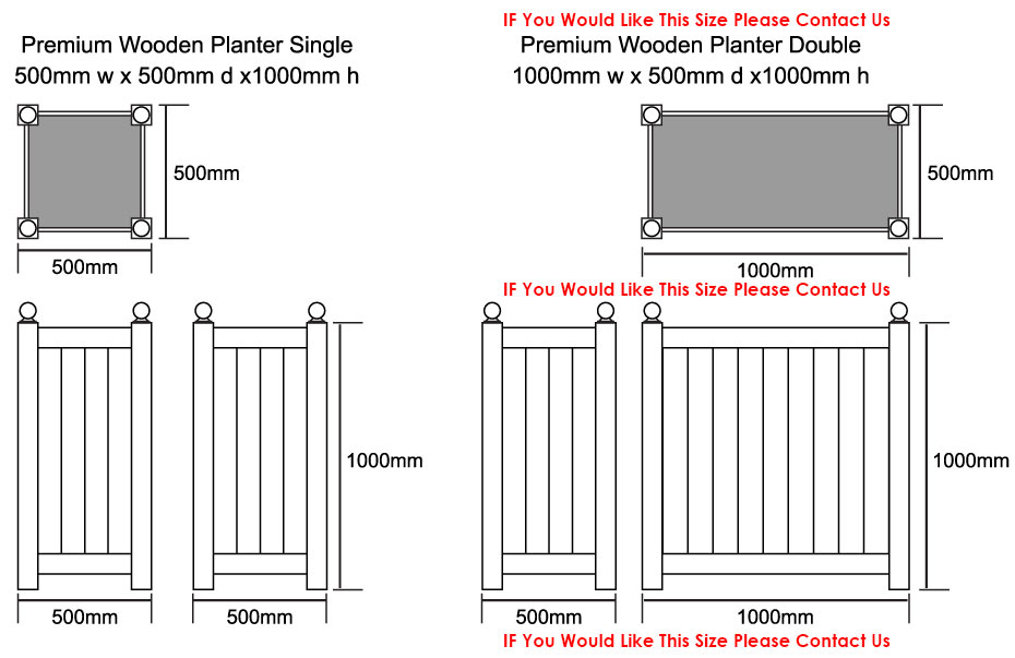 Premium Wooden Planters Dimensions